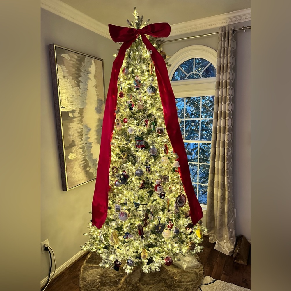 Elegant 6’ Red Satin Ribbon Christmas Tree Topper